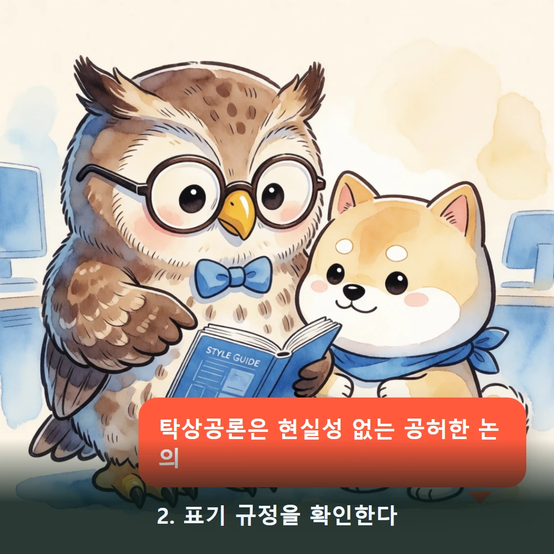 웹툰 2컷 — 2. 표기 규정을 확인한다 (탁상공론은 현실성 없는 공허한 논의)