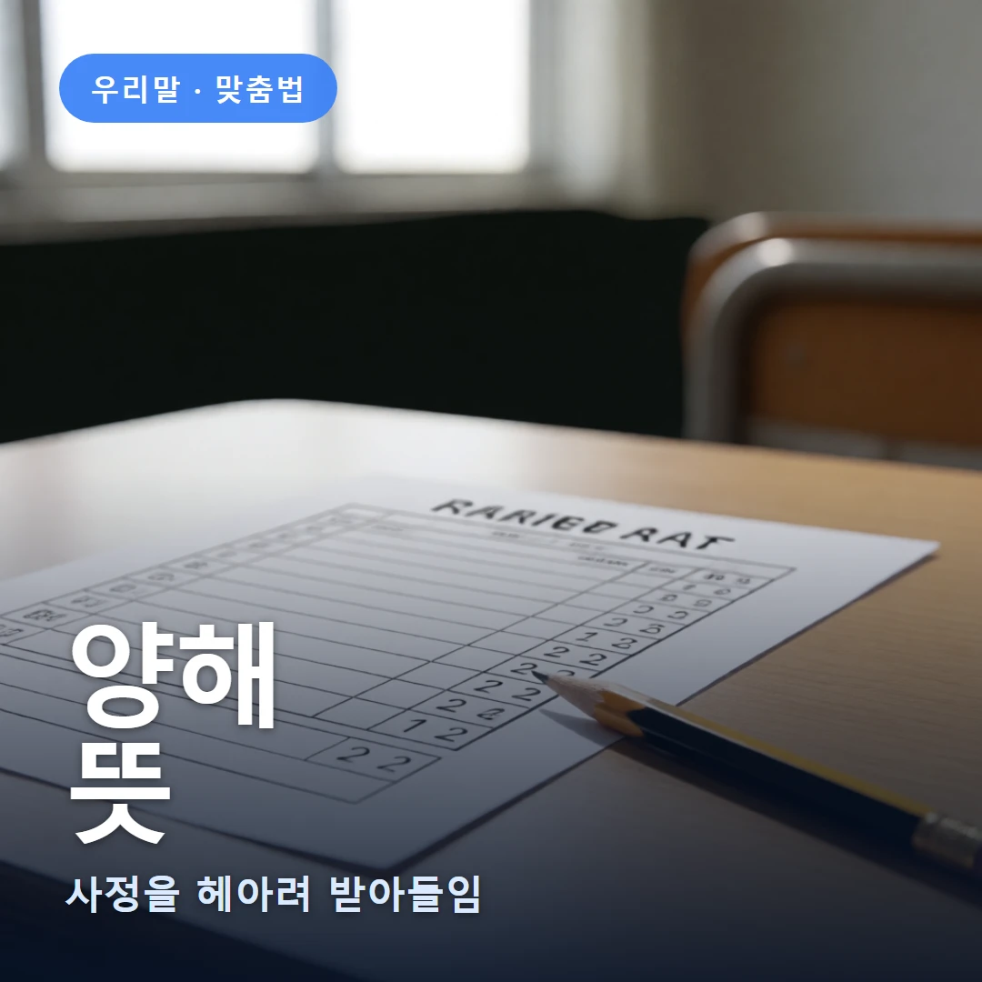 양해 요약 표지 — 사정을 헤아려 받아들임