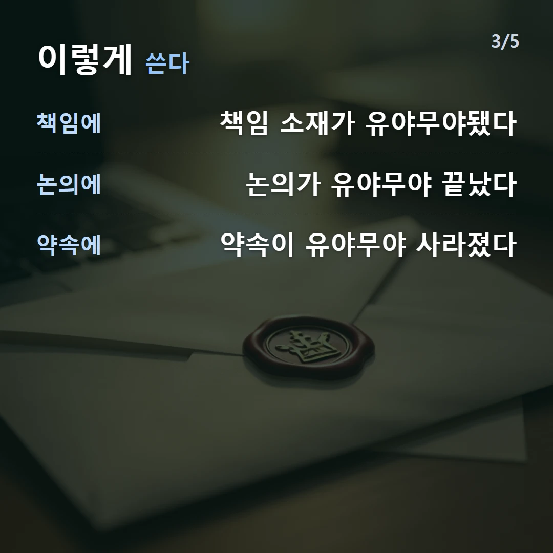 이렇게 쓴다 — 책임에 책임 소재가 유야무야됐다, 논의에 논의가 유야무야 끝났다, 약속에 약속이 유야무야 사라졌다
