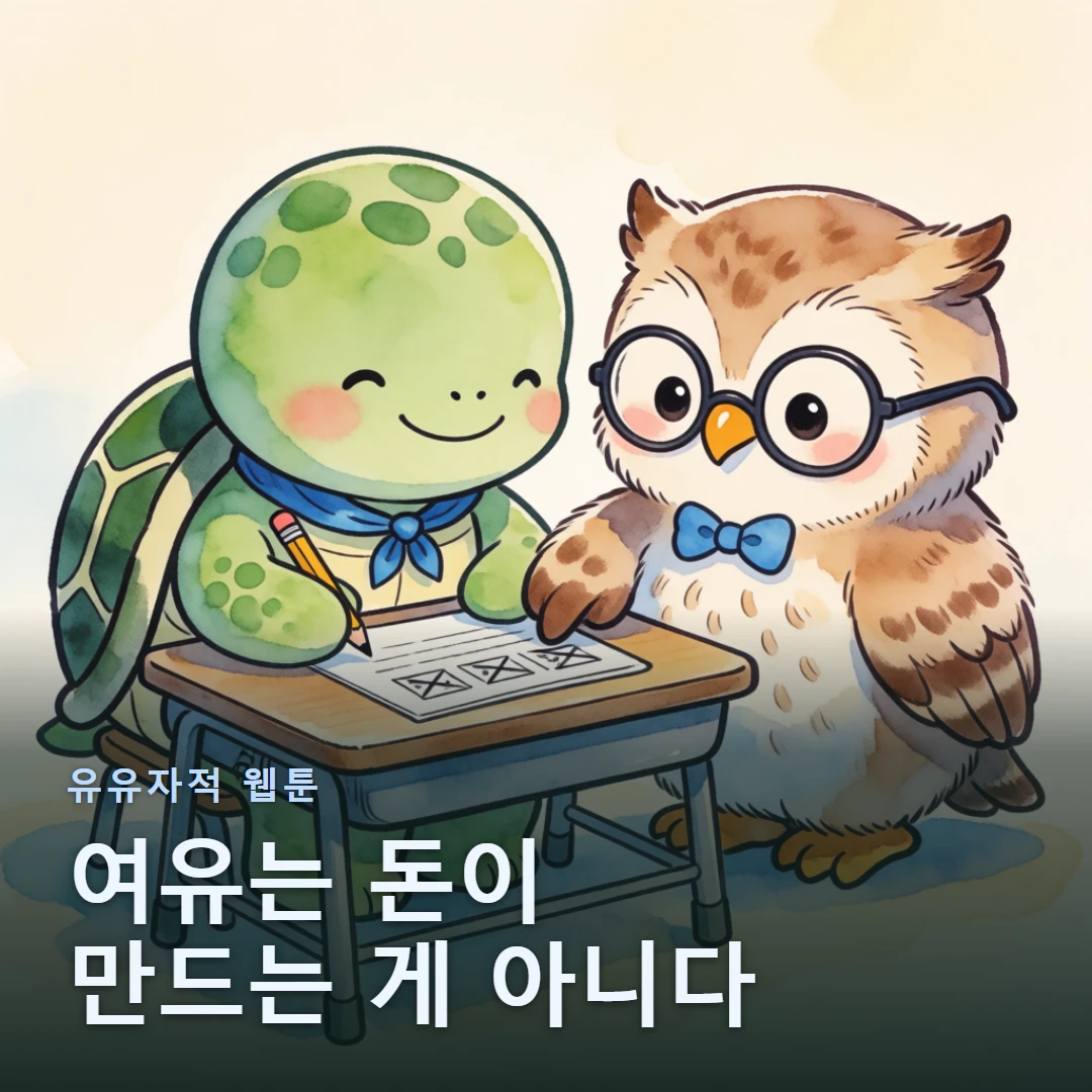 유유자적 웹툰 표지 — 여유는 돈이 만드는 게 아니다