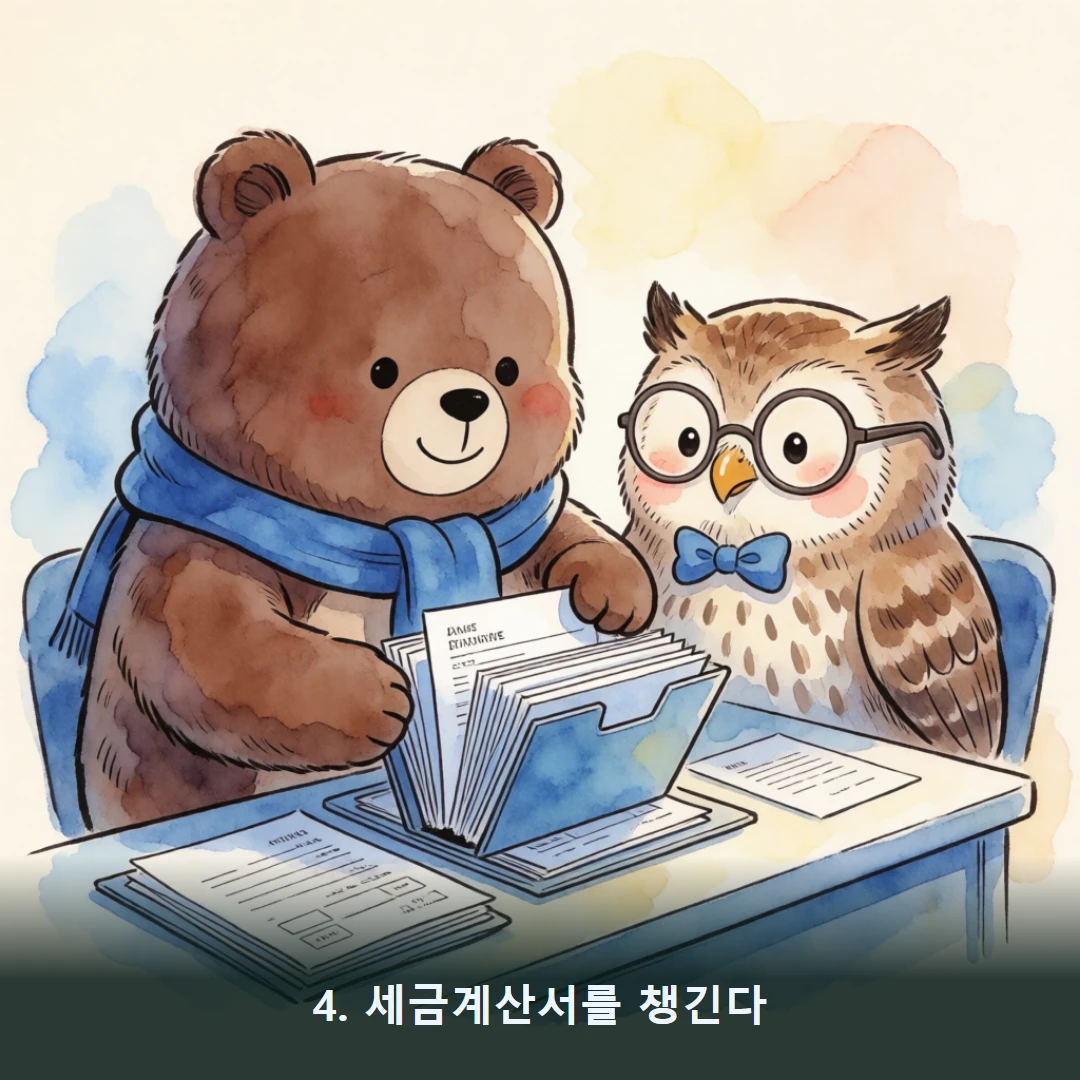웹툰 4컷 — 4. 세금계산서를 챙긴다 (증빙 없으면 공제도 없어!)