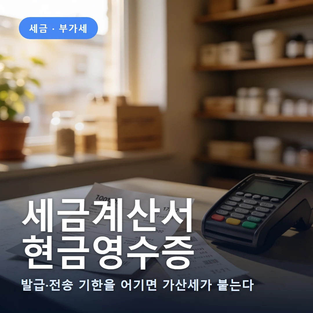 세금계산서·현금영수증 요약 표지 — 발급·전송 기한을 어기면 가산세가 붙는다
