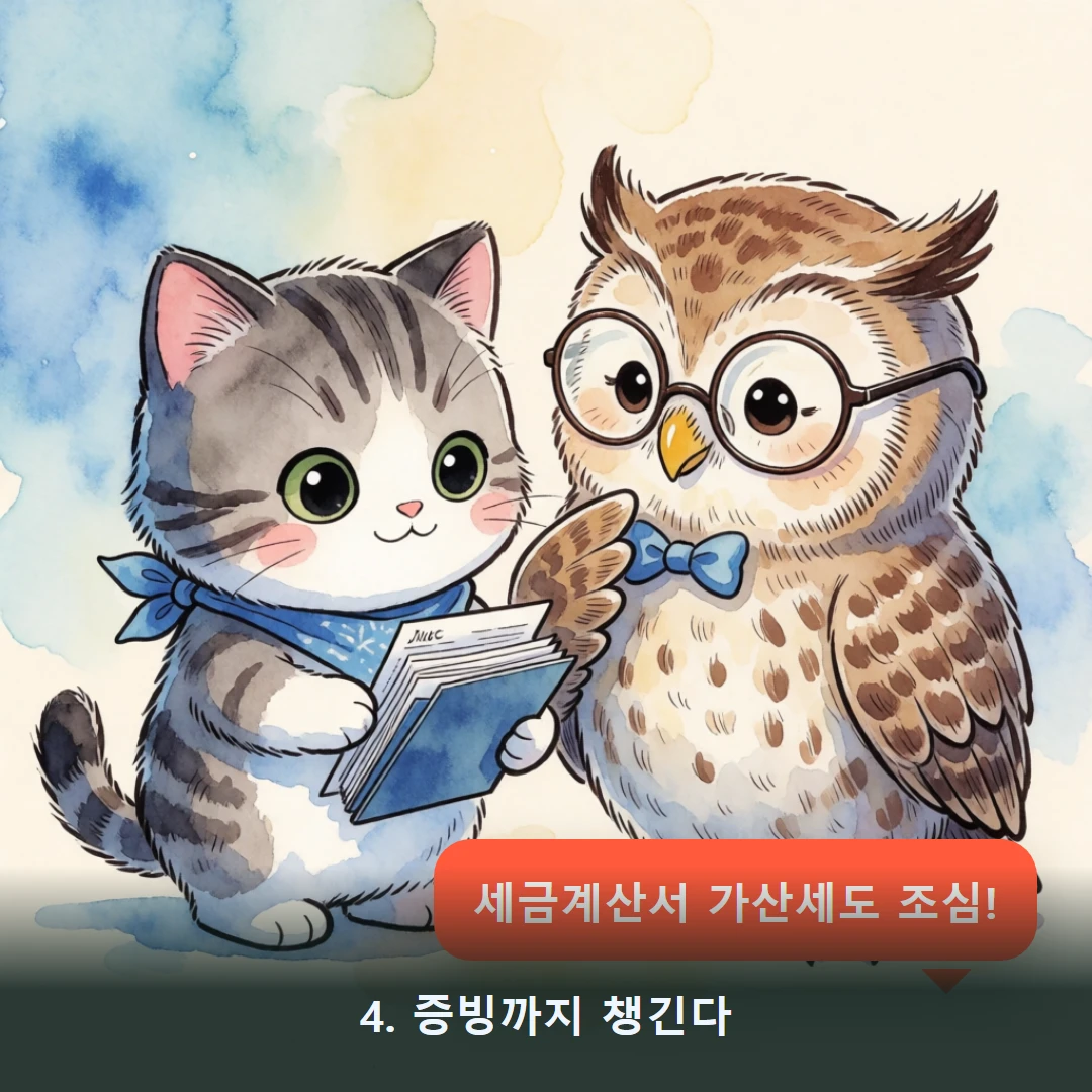웹툰 4컷 — 4. 증빙까지 챙긴다 (세금계산서 가산세도 조심!)