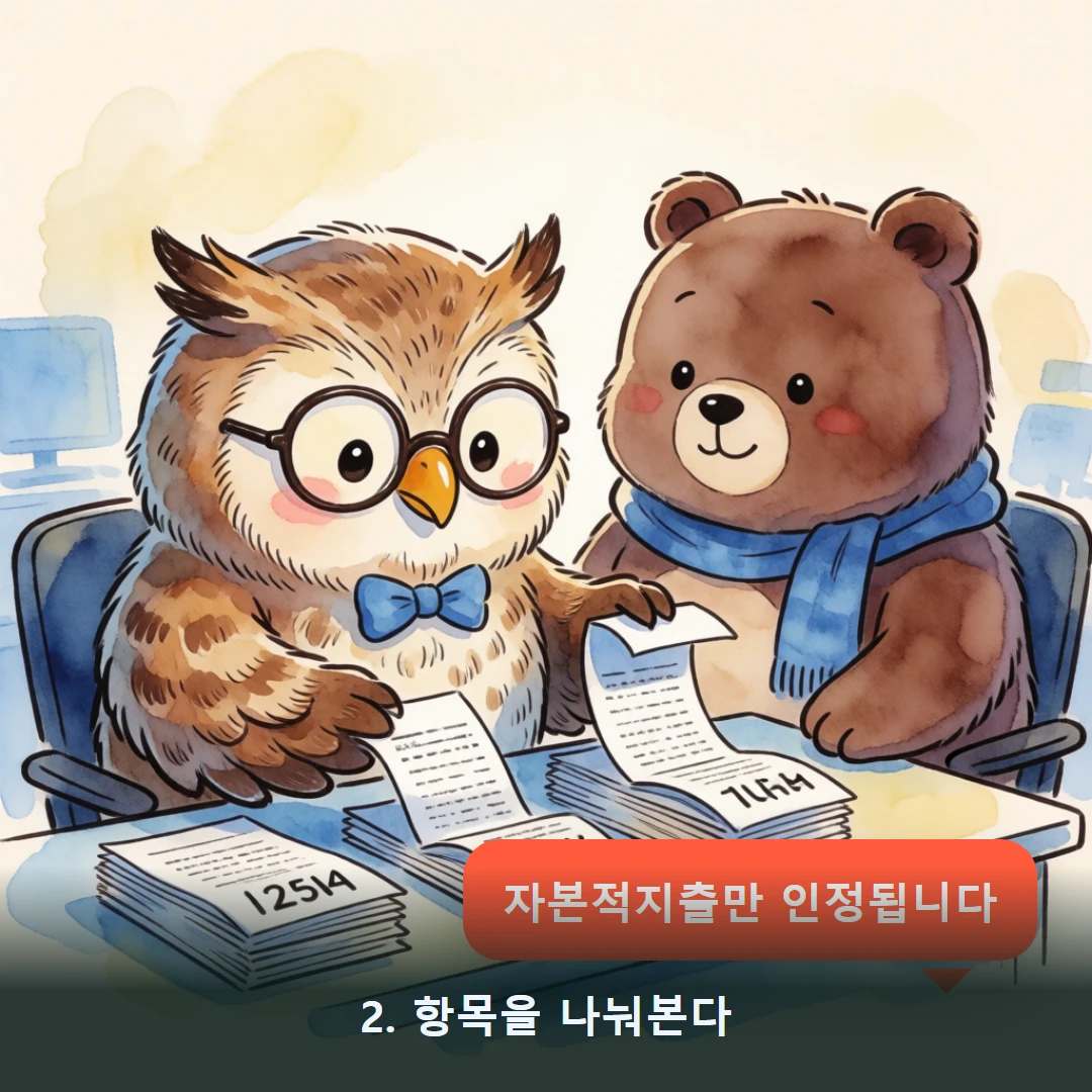 웹툰 2컷 — 2. 항목을 나눠본다 (자본적지출만 인정됩니다)