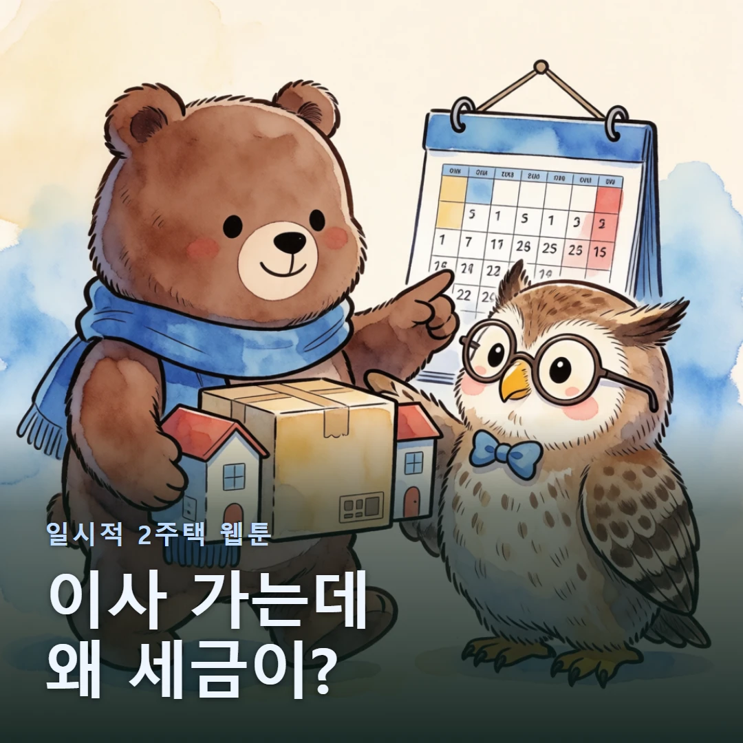 일시적 2주택 웹툰 표지 — 이사 가는데 왜 세금이?