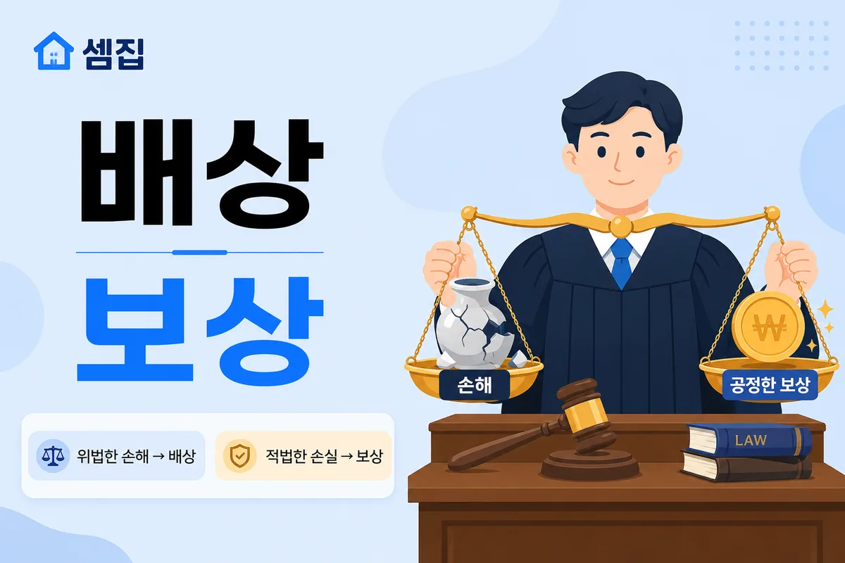 배상 보상 차이 — 잘못은 배상, 적법은 보상