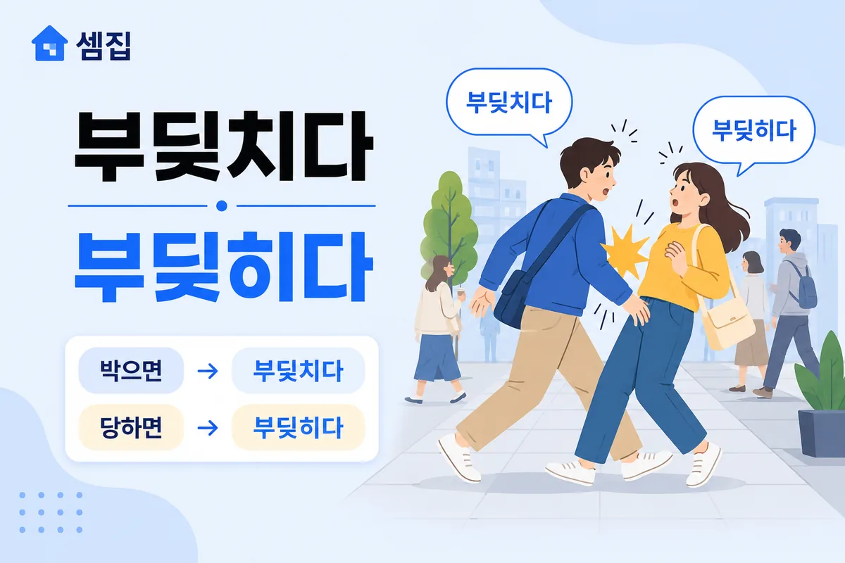 부딪치다 부딪히다 차이 — 내가 박으면 부딪치다