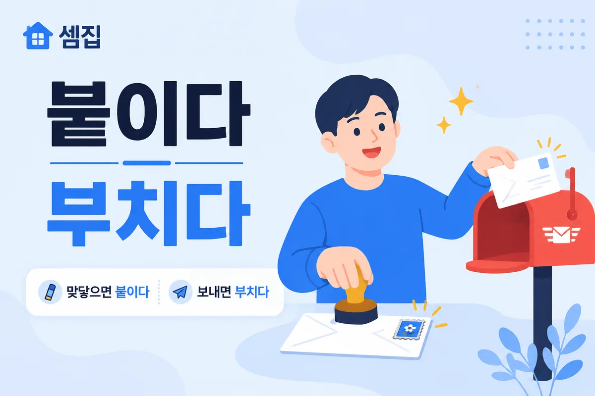 붙이다 부치다 구분 — 맞닿으면 붙이고 보내면 부친다