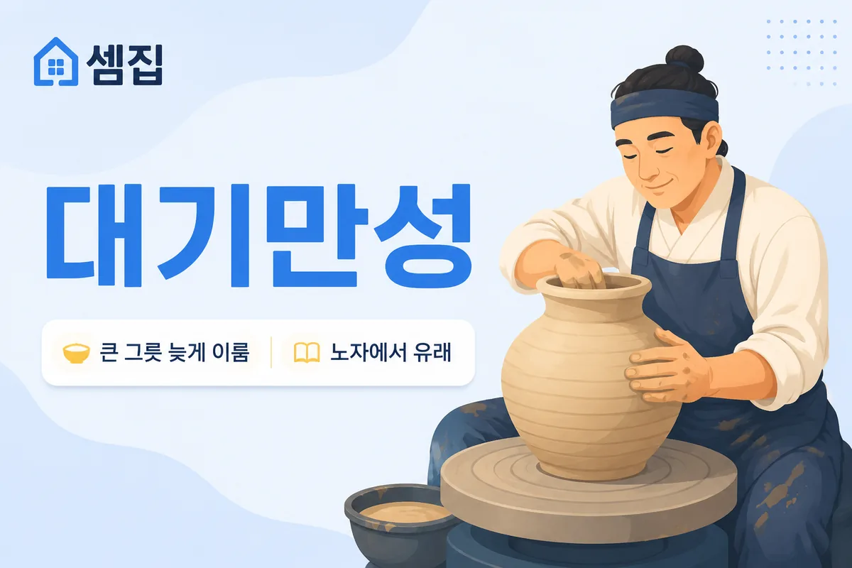 대기만성 뜻 — 큰 그릇은 늦게 이루어진다