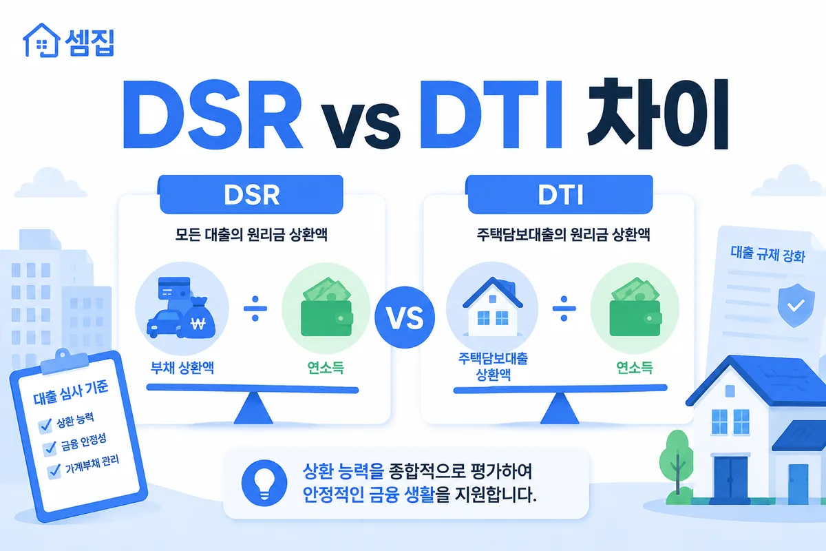 DSR vs DTI 차이 (원리금 vs 이자)