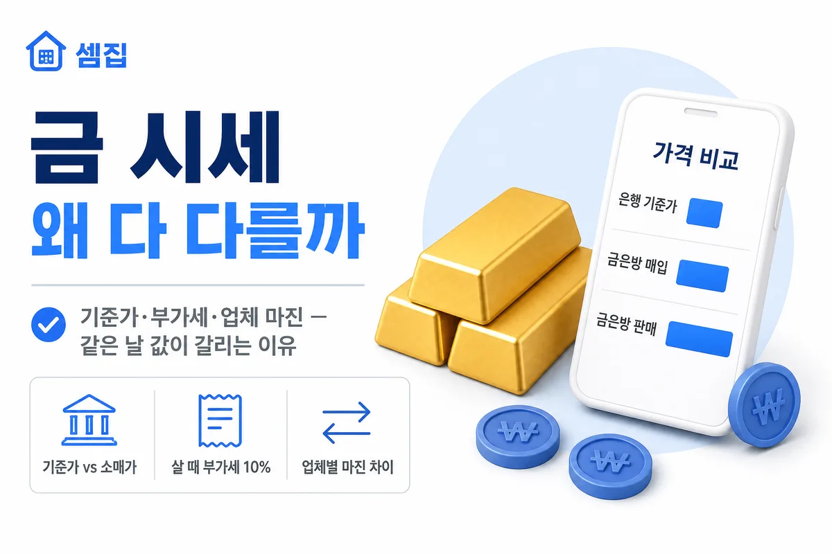 금 시세가 사이트마다 다른 이유 (기준가·부가세·업체 마진)