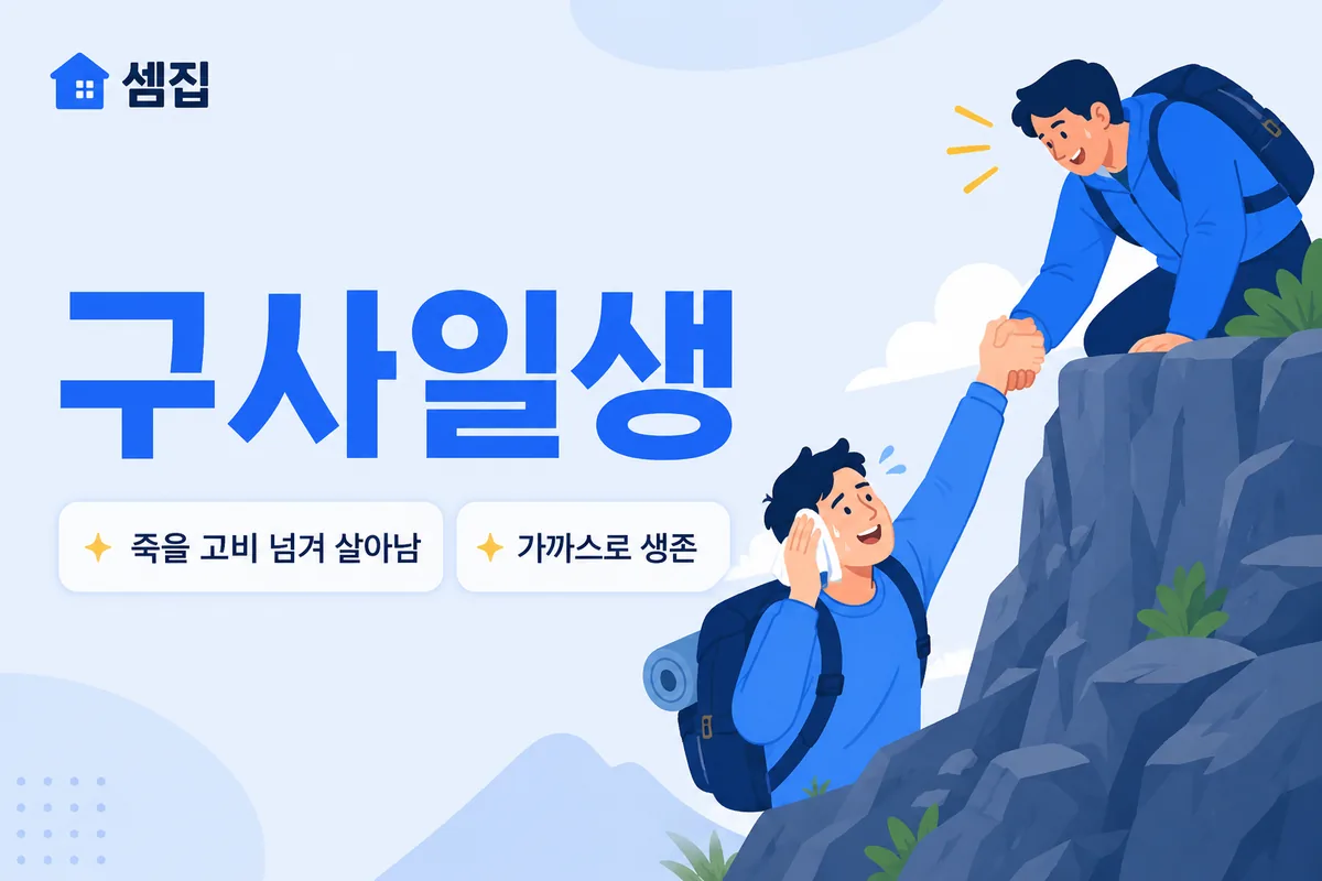 구사일생 뜻 — 아홉 번 죽을 뻔하다 살아나다