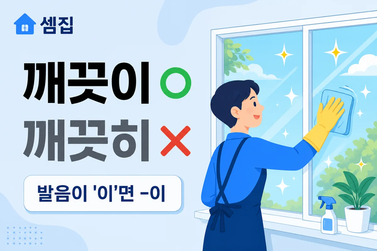 깨끗이 깨끗히 — 부사는 '깨끗이'가 맞습니다